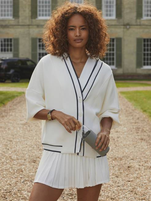 femmes cardigan decker off-court Varley 8R2T12 blanc vêtements