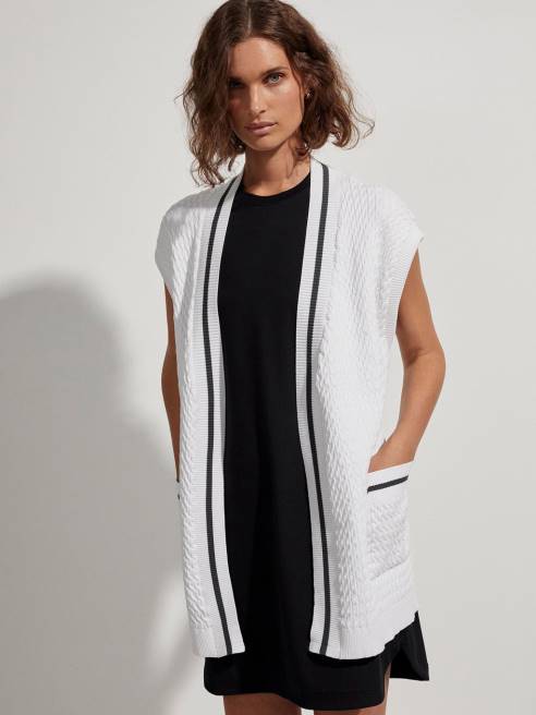 femmes cardigan long noma Varley 8R2T143 blanc vêtements