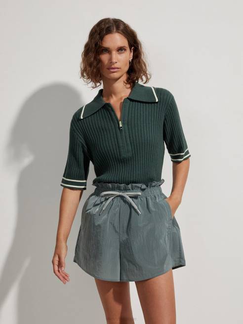 femmes polo ajusté en maille napier Varley 8R2T136 coriandre vêtements