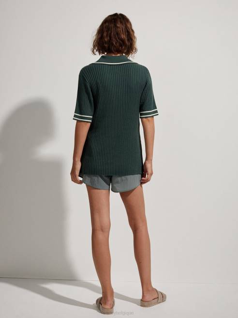 femmes polo ajusté en maille napier Varley 8R2T136 coriandre vêtements
