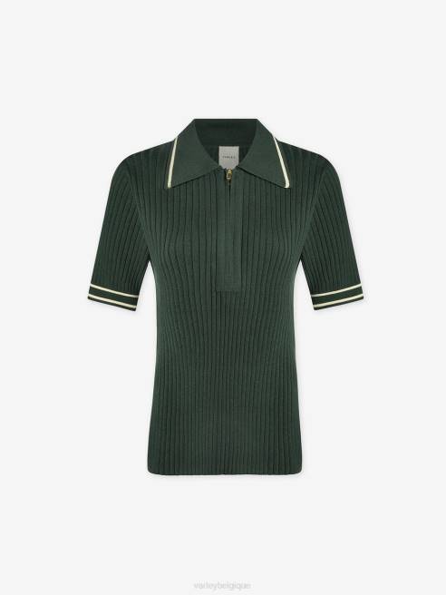 femmes polo ajusté en maille napier Varley 8R2T136 coriandre vêtements