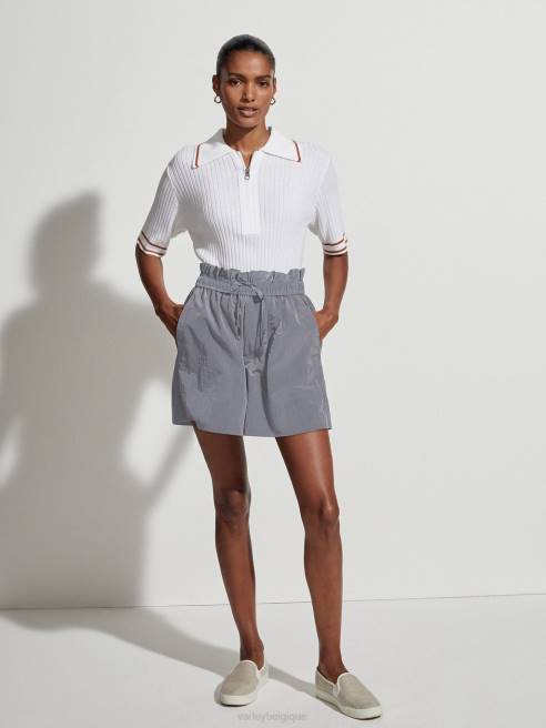 femmes polo ajusté en maille napier Varley 8R2T137 blanc vêtements