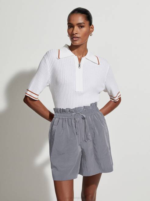 femmes polo ajusté en maille napier Varley 8R2T137 blanc vêtements