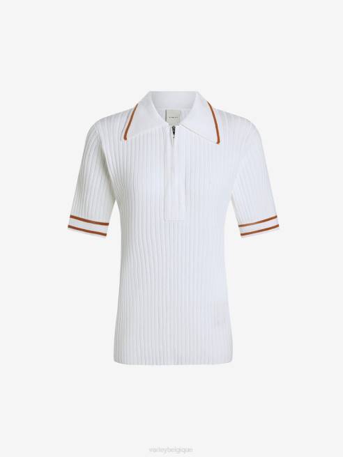 femmes polo ajusté en maille napier Varley 8R2T137 blanc vêtements