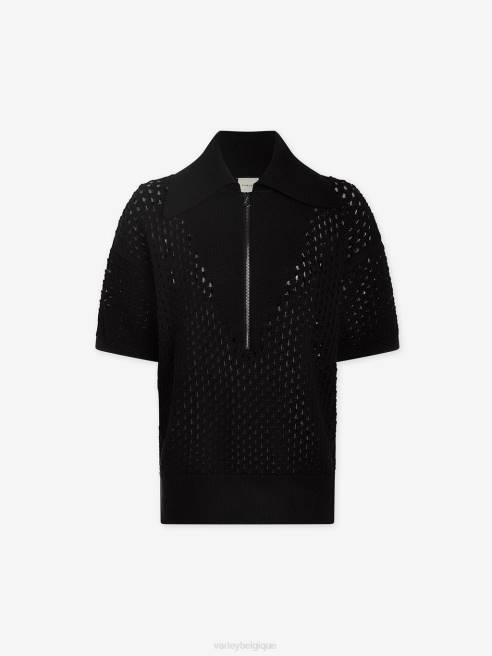 femmes polo en maille carrée teagan Varley 8R2T70 noir vêtements