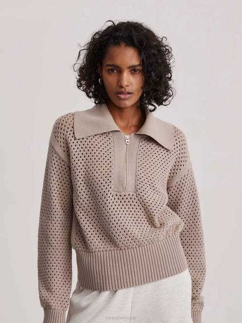 femmes polo en maille de lys Varley 8R2T152 argile taupe vêtements