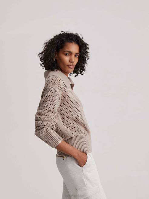 femmes polo en maille de lys Varley 8R2T152 argile taupe vêtements