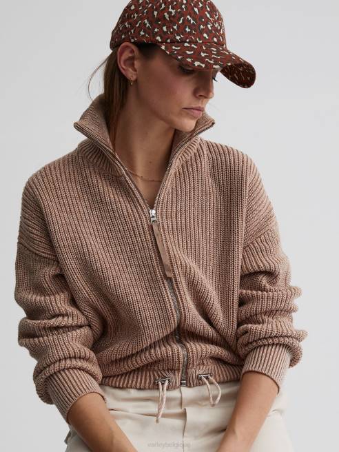 femmes pull anderson zippé Varley 8R2T205 maille mouchetée chanterelle/aigrette vêtements