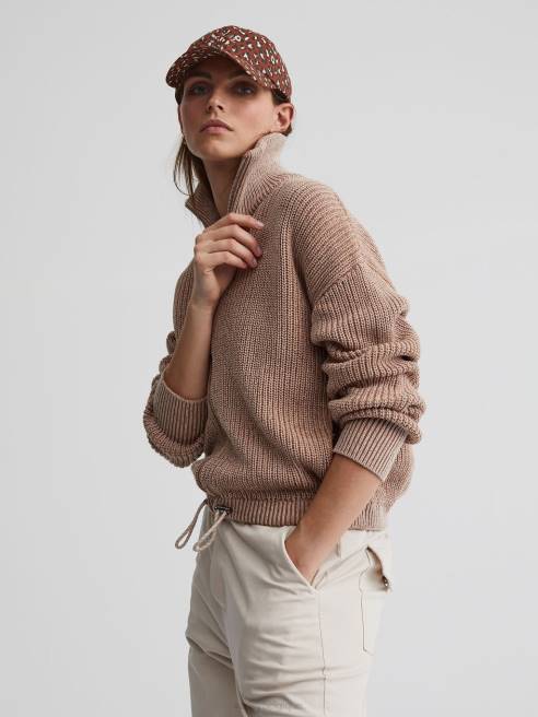 femmes pull anderson zippé Varley 8R2T205 maille mouchetée chanterelle/aigrette vêtements