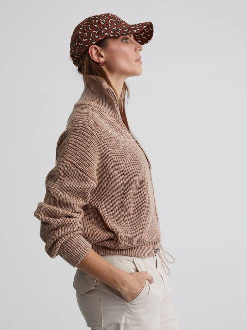 femmes pull anderson zippé Varley 8R2T205 maille mouchetée chanterelle/aigrette vêtements