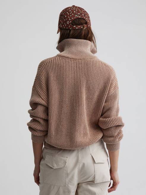 femmes pull anderson zippé Varley 8R2T205 maille mouchetée chanterelle/aigrette vêtements