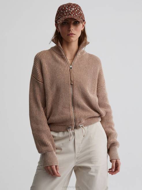 femmes pull anderson zippé Varley 8R2T205 maille mouchetée chanterelle/aigrette vêtements