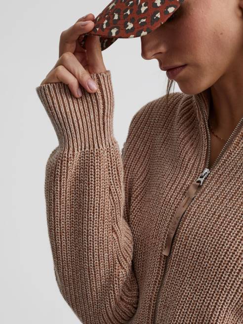 femmes pull anderson zippé Varley 8R2T205 maille mouchetée chanterelle/aigrette vêtements