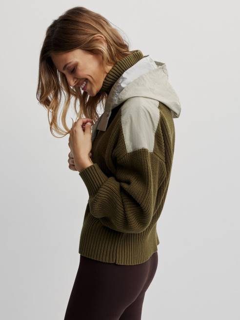 femmes pull à demi-zip carter Varley 8R2T200 mélange d'olives noires vêtements