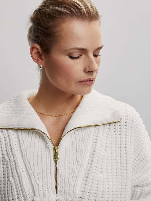 femmes pull à demi-zip natalia Varley 8R2T184 Blanc comme neige vêtements