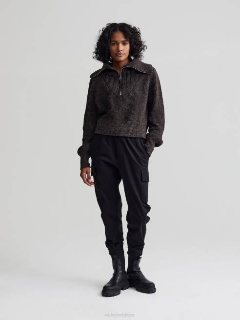 femmes pull en maille demi-zip mentone Varley 8R2T216 tache noire vêtements