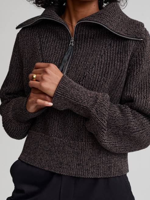 femmes pull en maille demi-zip mentone Varley 8R2T216 tache noire vêtements