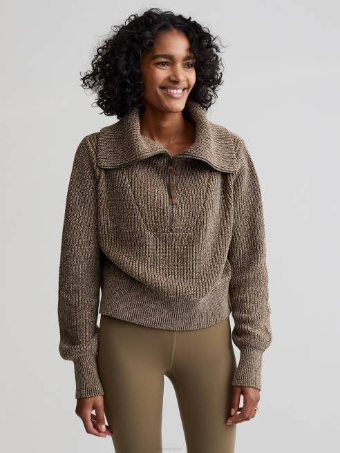 femmes pull en maille demi-zip mentone Varley 8R2T217 tache d'olive foncée vêtements