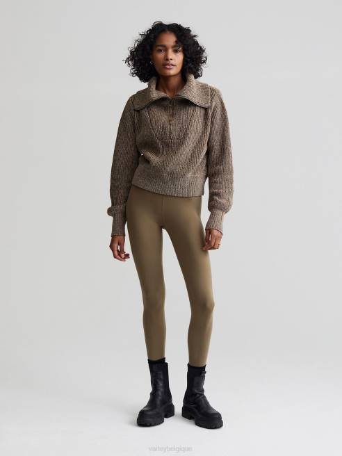 femmes pull en maille demi-zip mentone Varley 8R2T217 tache d'olive foncée vêtements