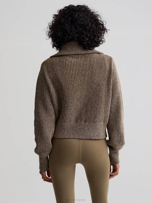 femmes pull en maille demi-zip mentone Varley 8R2T217 tache d'olive foncée vêtements