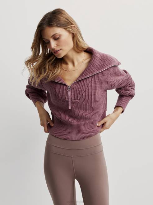 femmes pull en maille demi-zip mentone Varley 8R2T221 brun rosé vêtements