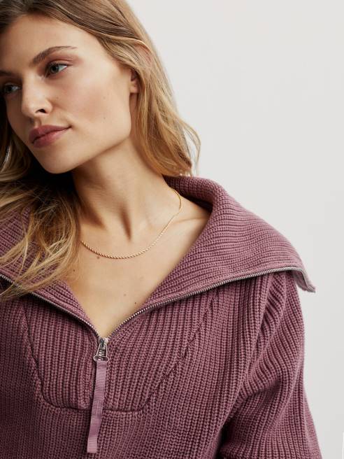 femmes pull en maille demi-zip mentone Varley 8R2T221 brun rosé vêtements