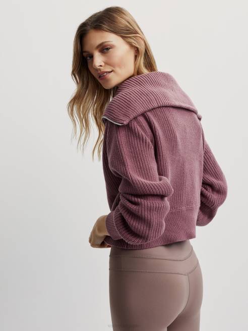 femmes pull en maille demi-zip mentone Varley 8R2T221 brun rosé vêtements