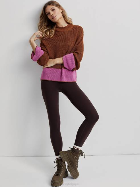 femmes tricot panama Varley 8R2T182 café caramel métallique vêtements