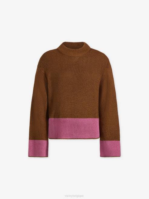 femmes tricot panama Varley 8R2T182 café caramel métallique vêtements