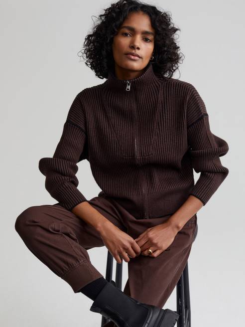 femmes veste en maille carmen Varley 8R2T179 grain de café vêtements