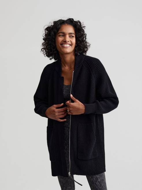 femmes veste en maille maybelle Varley 8R2T207 noir vêtements