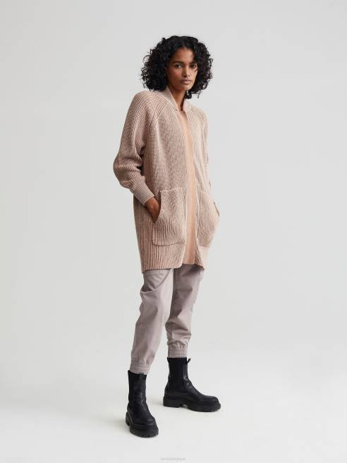 femmes veste en maille maybelle Varley 8R2T208 maille mouchetée chanterelle/aigrette vêtements