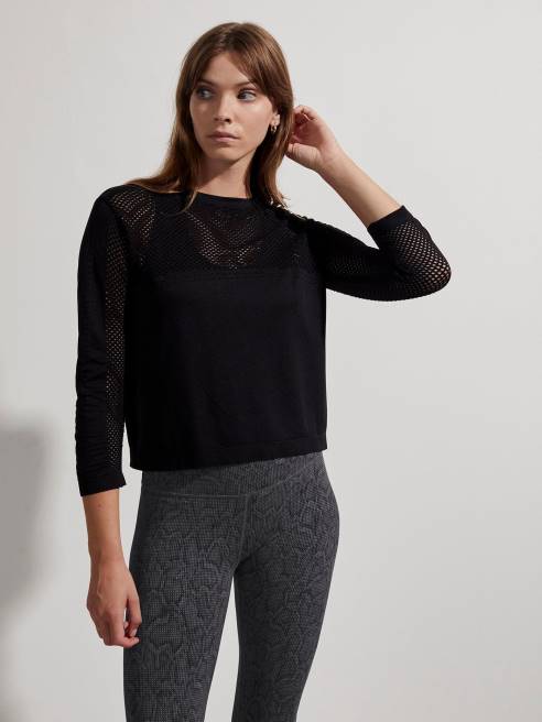 femmes t-shirt à manches longues sans couture halldale Varley 8R2T124 noir vêtements