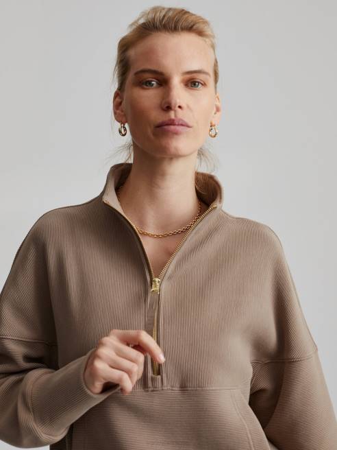 femmes pull demi-zip acadia Varley 8R2T204 fossile vêtements