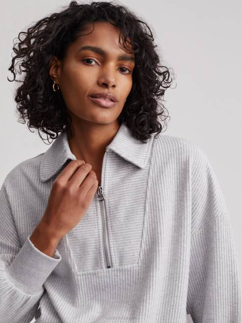 femmes pull demi-zip blair Varley 8R2T196 gris chiné vêtements