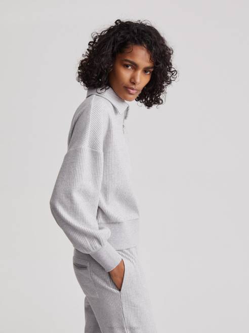 femmes pull demi-zip blair Varley 8R2T196 gris chiné vêtements