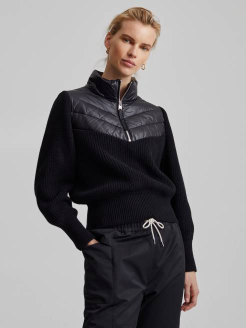femmes pull demi-zip daines Varley 8R2T421 noir vêtements