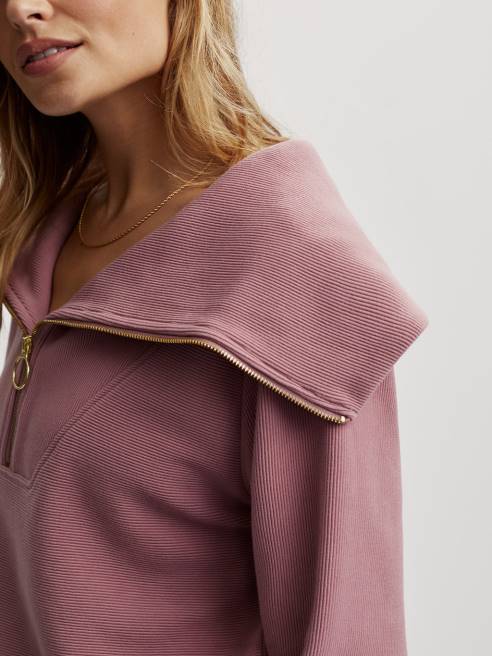 femmes pull à demi-zip vigne Varley 8R2T89 rose nostalgie vêtements