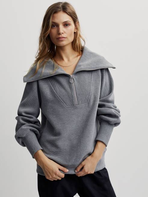 femmes pull à demi-zip vigne Varley 8R2T90 gris chiné vêtements