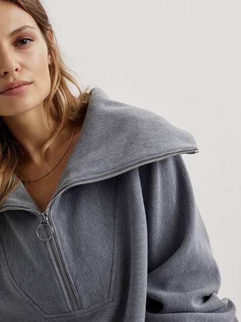 femmes pull à demi-zip vigne Varley 8R2T90 gris chiné vêtements