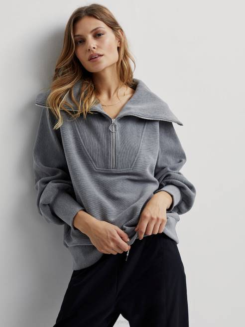 femmes pull à demi-zip vigne Varley 8R2T90 gris chiné vêtements