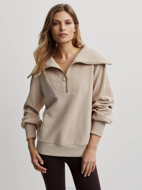 femmes pull à demi-zip vigne Varley 8R2T94 taupe chiné vêtements