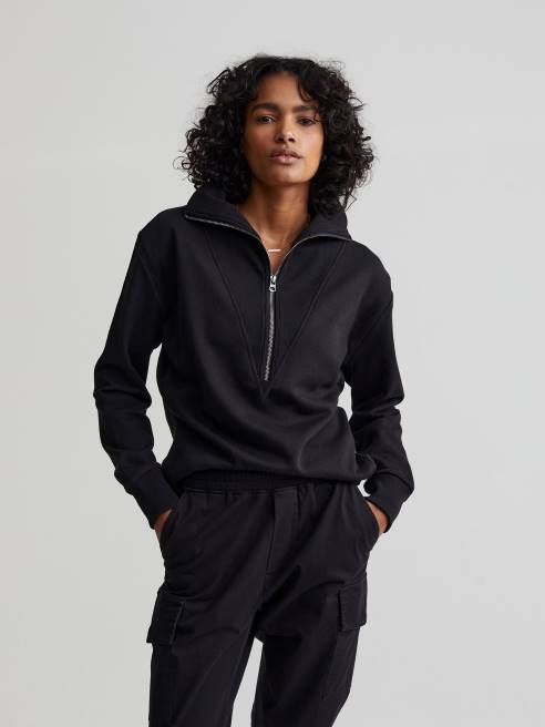 femmes pull demi-zippé clearwood Varley 8R2T229 noir vêtements