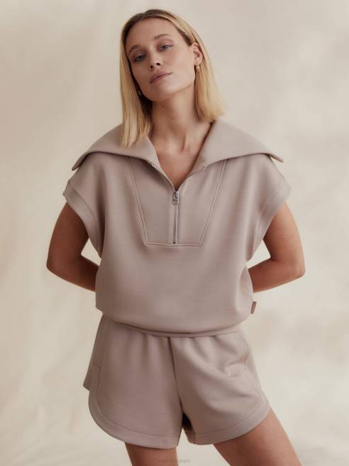 femmes sweat demi-zip dexter Varley 8R2T32 taupe clair vêtements