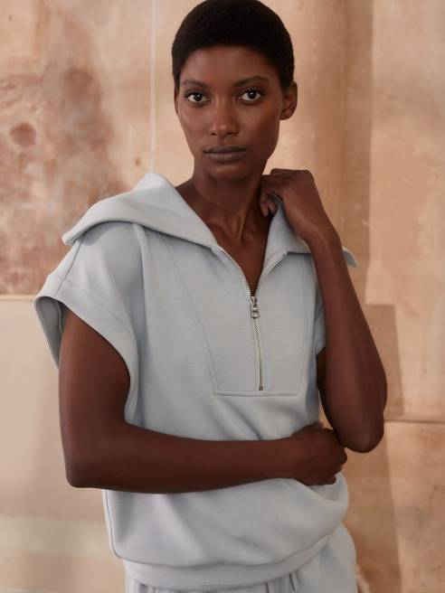 femmes sweat demi-zip dexter Varley 8R2T33 bleu perle vêtements