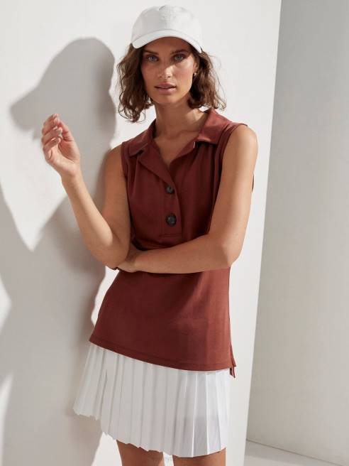 femmes polo sans manches caine Varley 8R2T138 terre de sienne vêtements