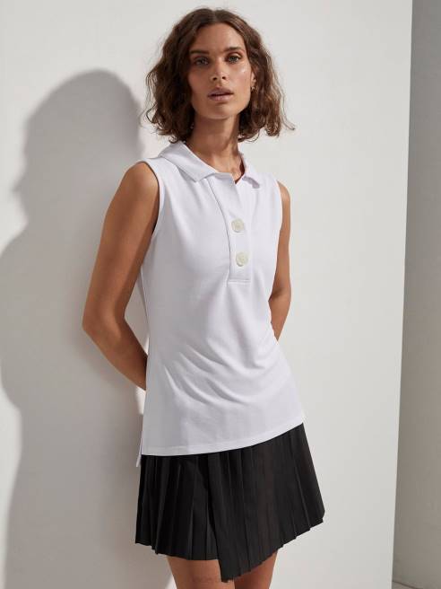 femmes polo sans manches caine Varley 8R2T139 blanc vêtements