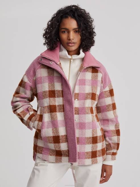 femmes veste alma Varley 8R2T429 carreaux midi caramel vêtements