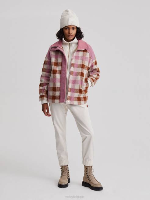 femmes veste alma Varley 8R2T429 carreaux midi caramel vêtements