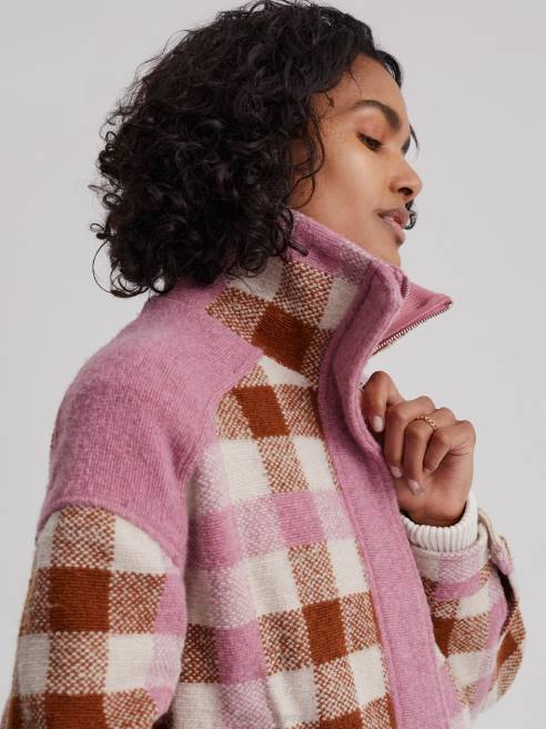 femmes veste alma Varley 8R2T429 carreaux midi caramel vêtements